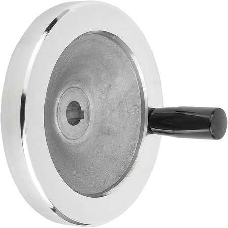 KIPP Disc Handwheel D1=250 Reamed Hole W Slot D2=22H7, B3=6, T=24, 8 Aluminum, Comp:Thermoset, Fixed Grip K0161.3250X22